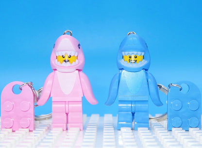 Couples matching Valentines Blue & Pink Shark suit Man Girl Keyring Car keys