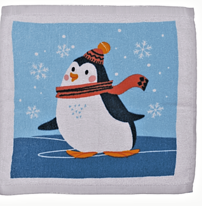 Snow Penguin Xmas Magic Flannel Face Towel cloth Kids Bath Wash Gift Christmas