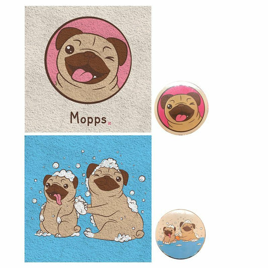 Xmas Kids Pug Dog Pups magic flannel expanding face flannel towel bath travel