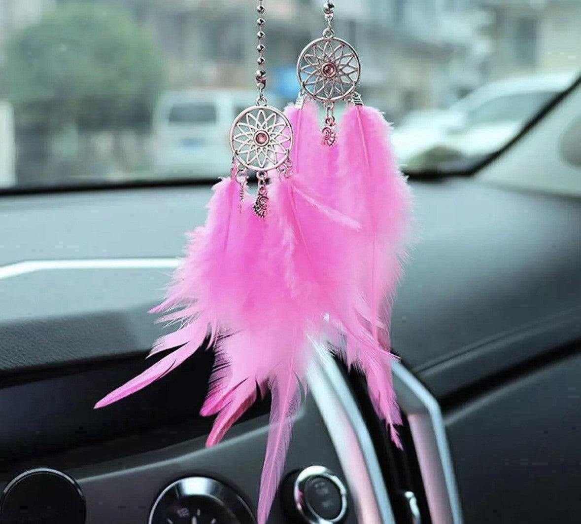 Hanging Car Dream Catcher Spiritual Grey Black White Mirror Interior Feather
