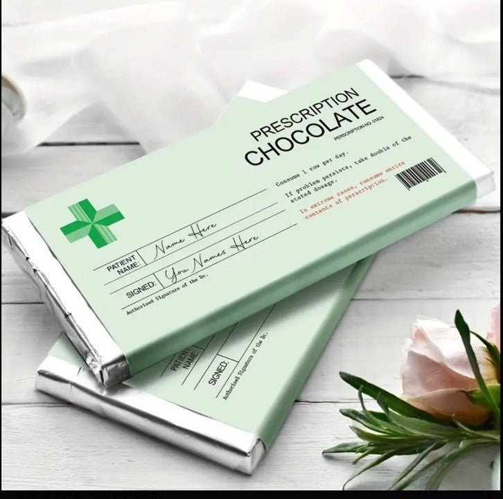 Christmas 3 Personalised Joke Prescription Chocolate Labels Novelty Gift