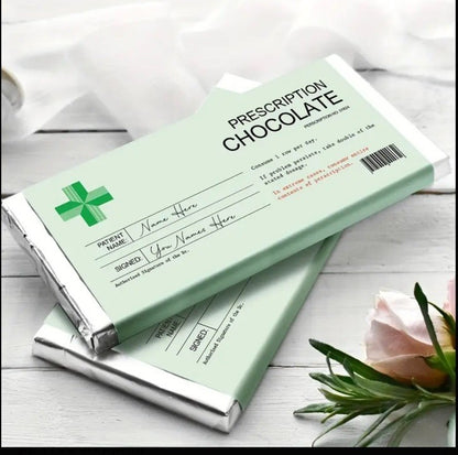 Christmas 3 Personalised Joke Prescription Chocolate Labels Novelty Gift