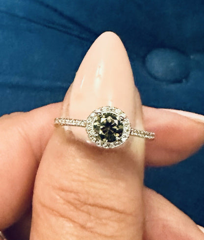 S925 Sterling Silver Ring Chameleon Green Adjustable VVS1 Cut Moissanite 18k
