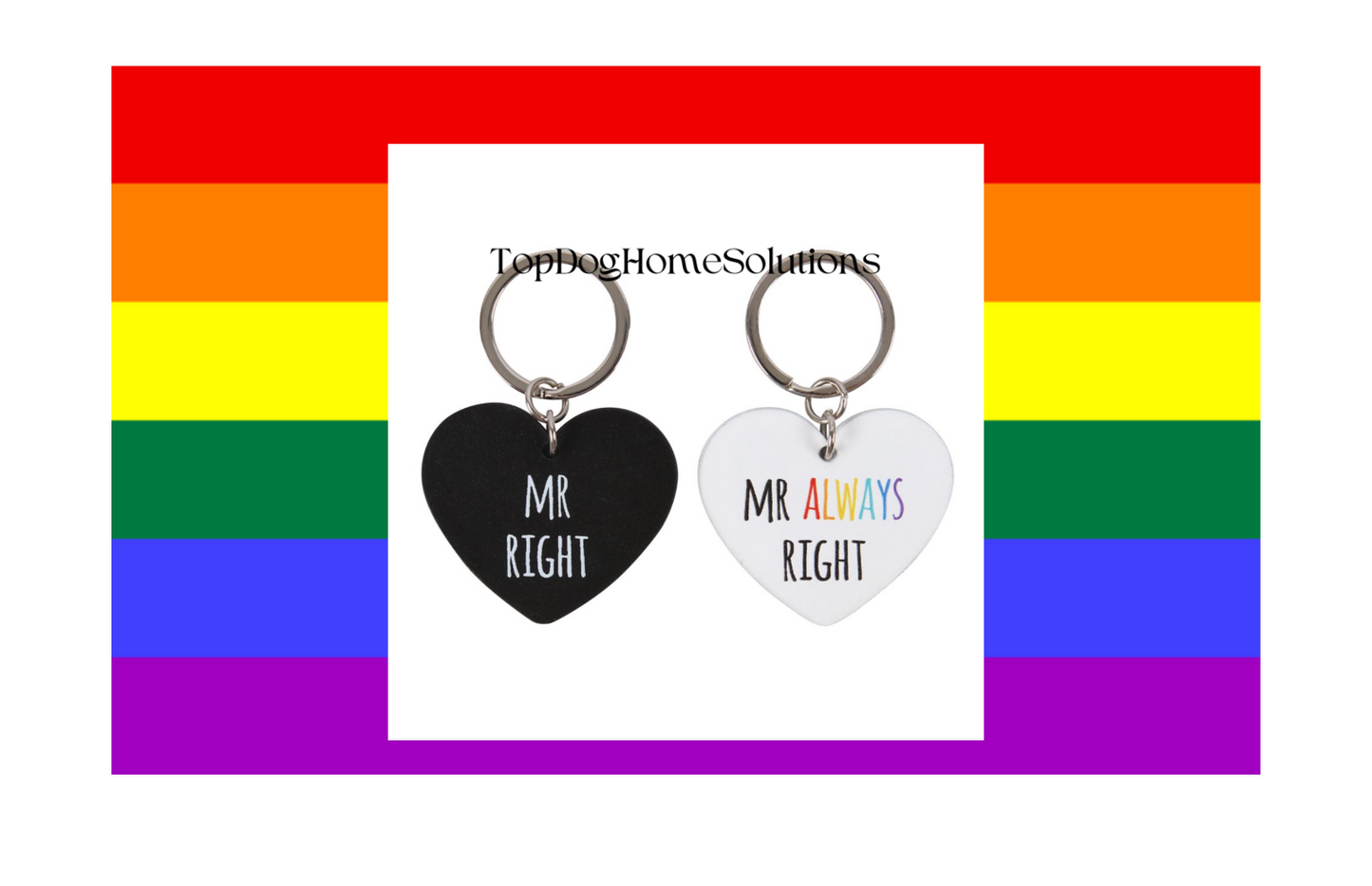 LGBT Mr & Mr Right Couples Keyring Set Mrs & Mrs Right Gift Valentines Wedding