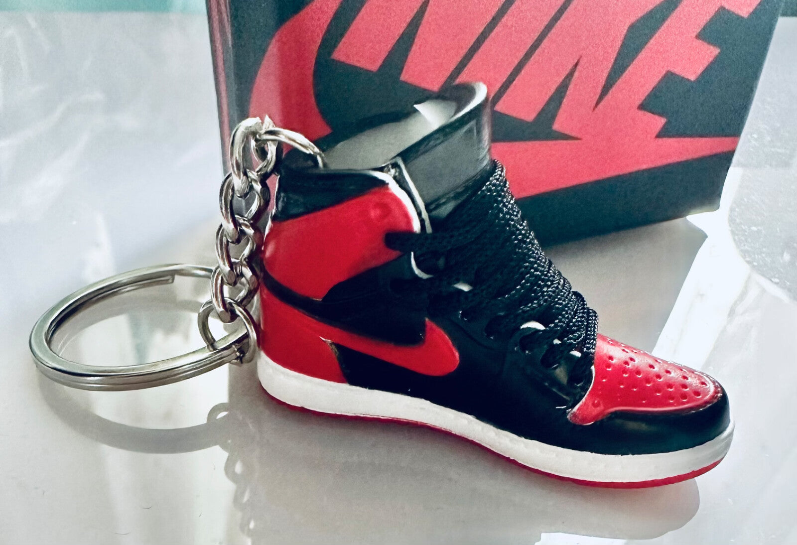 Mini Nike Keyring Sneakers 🔥3D Jordan 1 keychain Trainer Sports Shoe & gift box