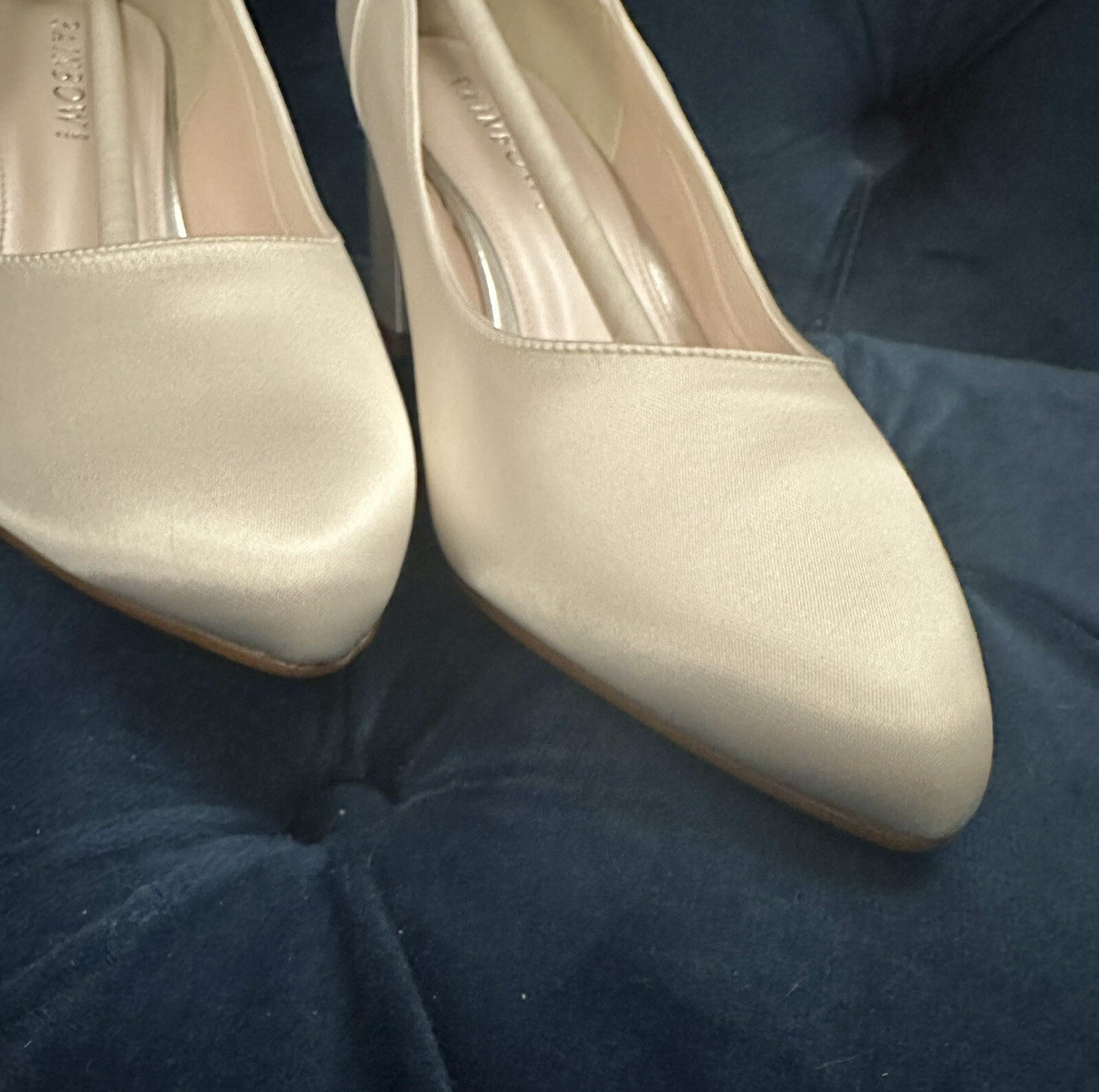 Ivory Satin Wedding Bridal Brides Maids Floral Trim Shoes Ladies Sz 6 BNIB Xmas