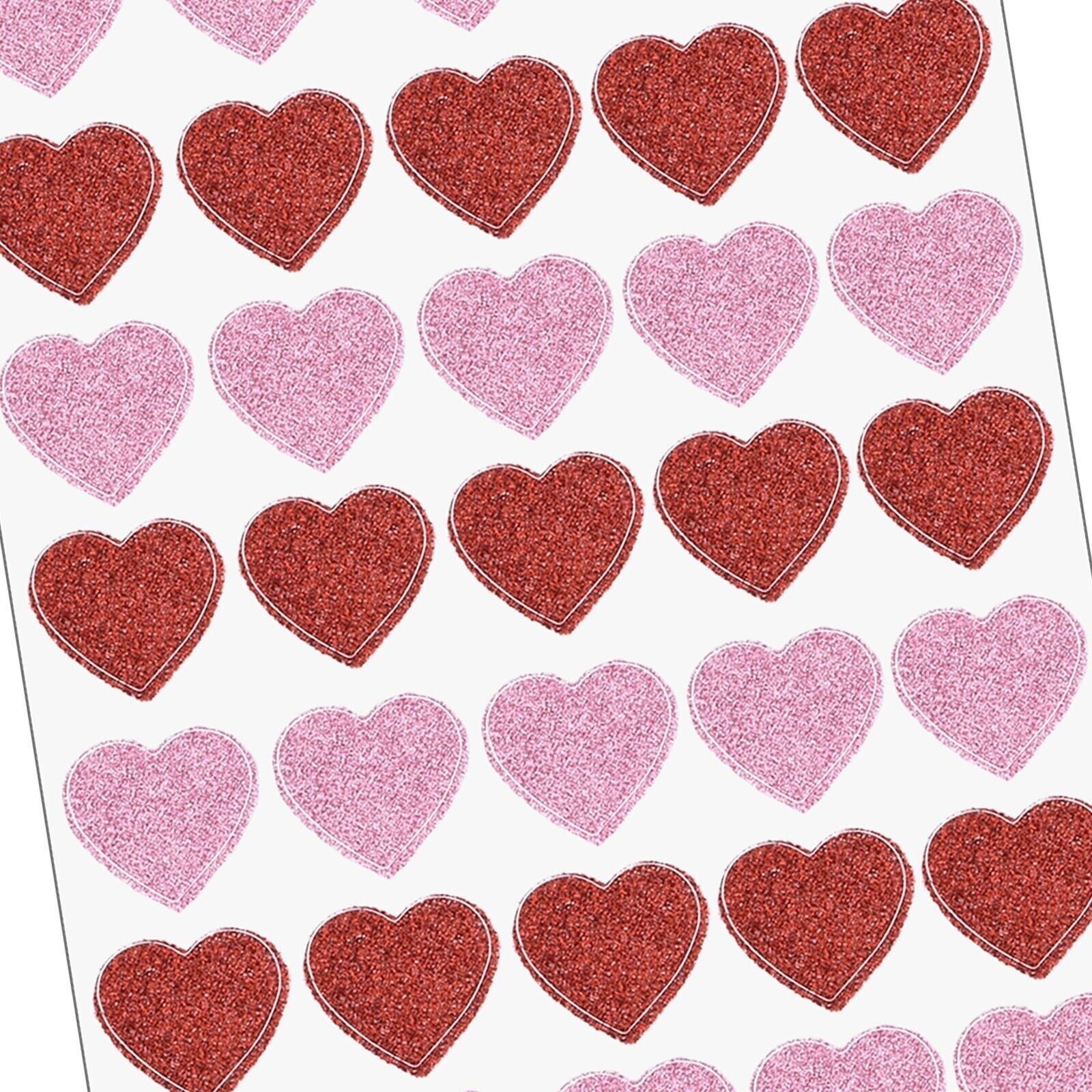 Valentine’s 100 Glitter Heart Sticker Self Adhesive Red Pink Craft decorate card