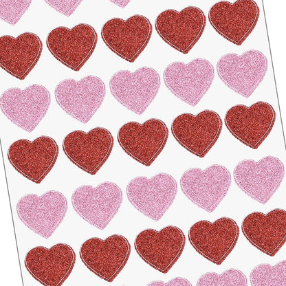 Valentine’s 100 Glitter Heart Sticker Self Adhesive Red Pink Craft decorate card