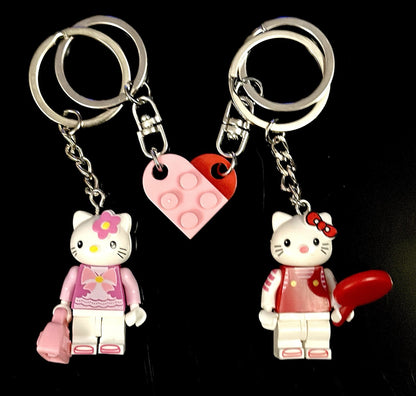2 Cute Hello Kitty Spiderkitty Spider Man Set Pair Keyring Hearts Couples