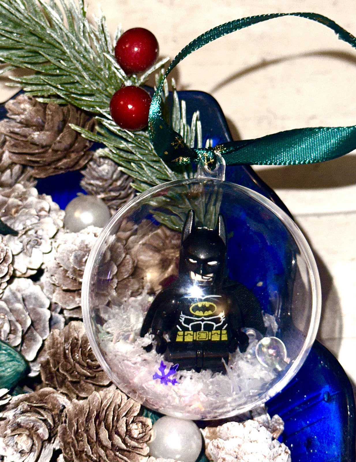 Christmas Pink Batman Mini Figure Bauble Hanging Snowflake Tree 3D Handmade Gift