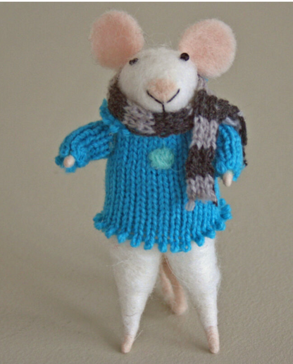 Christmas Mouse Hanging Felt Jumper Handmade & scarf Decoration Winter Ornament