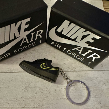Nike Air Force 1 3D Trainer sneaker Keyring Black shoe Mini Low Gift Box Car key
