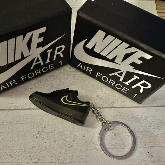 Nike Air Force 1 3D Trainer sneaker Keyring Black shoe Mini Low Gift Box Car key