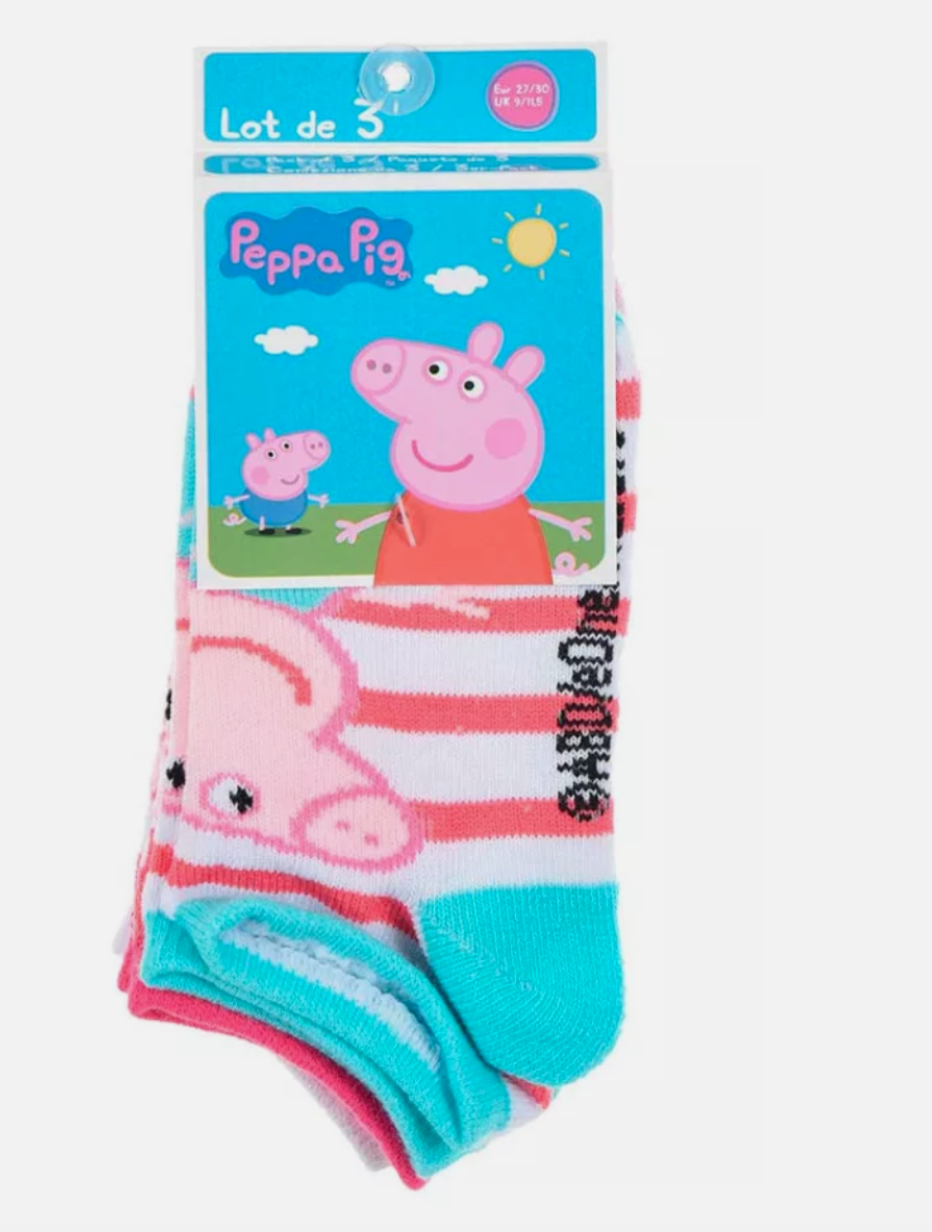 3 Kids Peppa Pig Socks 6 8 9 11 12 trainer invisible secret socks Pk 3 Girl Boy