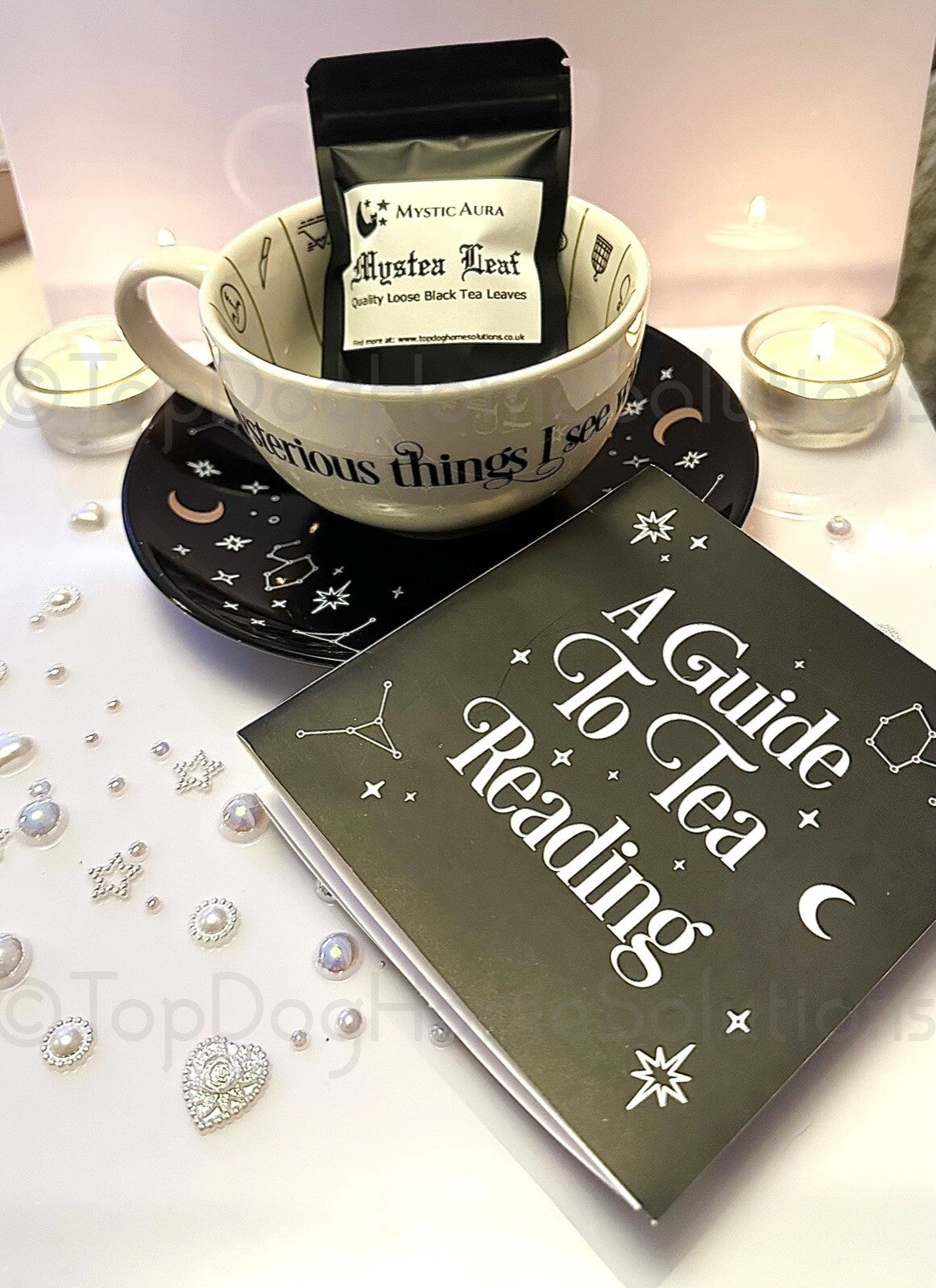 Gypsy Fortune Telling Tea Cup & Saucer Tea Leaf Reading Set Inc Tea leaves Gift