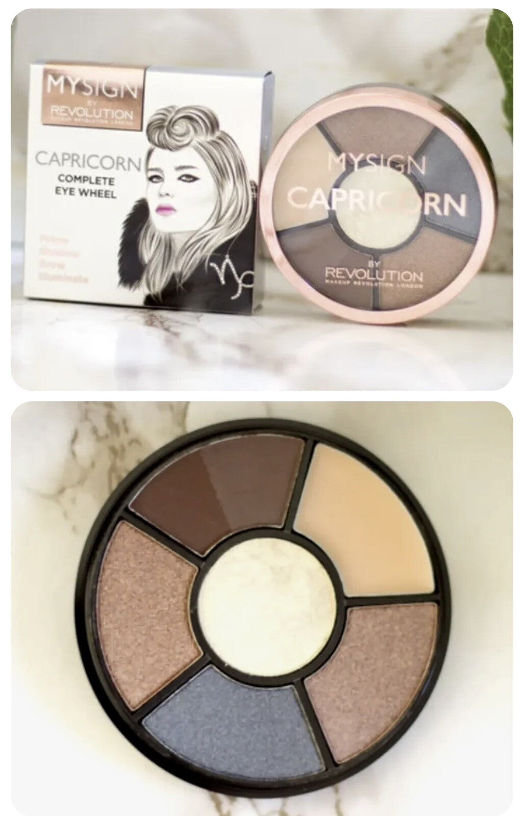 Revolution Peach Browns Gold Eyeshadow Brow Palette Makeup Travel Capricorn
