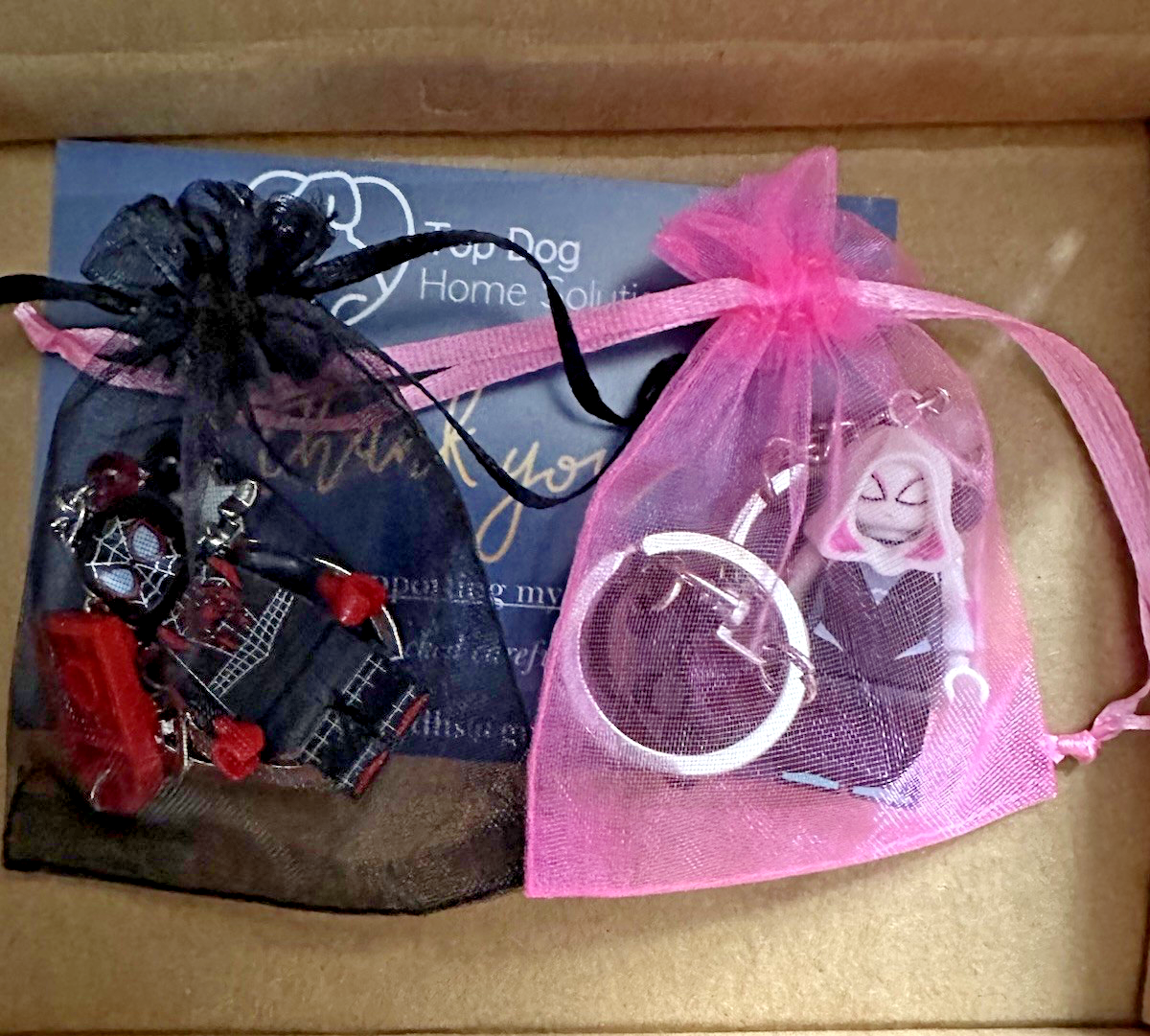 Spider-man & Gwen Couples matching Valentines Keyrings Car keys Gift Mini Bricks