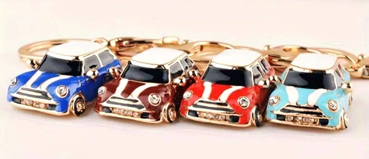 Mini Cooper Car Keyring Key Chain Gift Blue/Red/Black/Wine Rhinestone Metal Gift