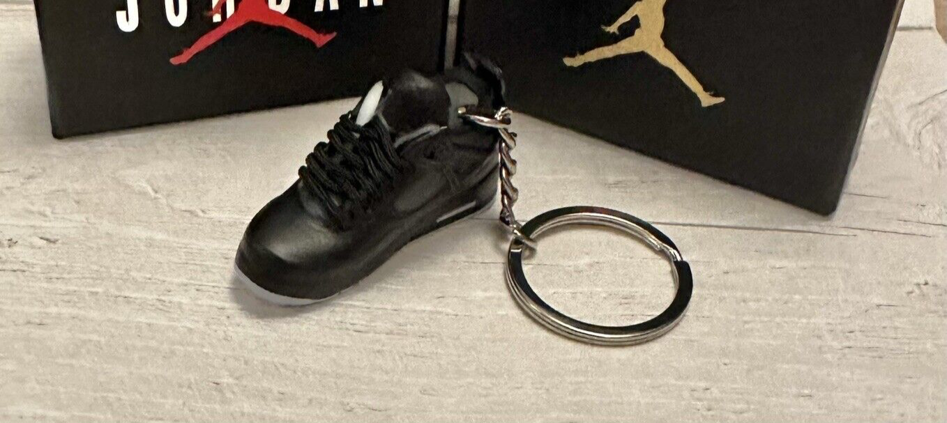 Mini Nike Jordan 4 3D Trainer sneaker Keyring Black Cats shoe no Box