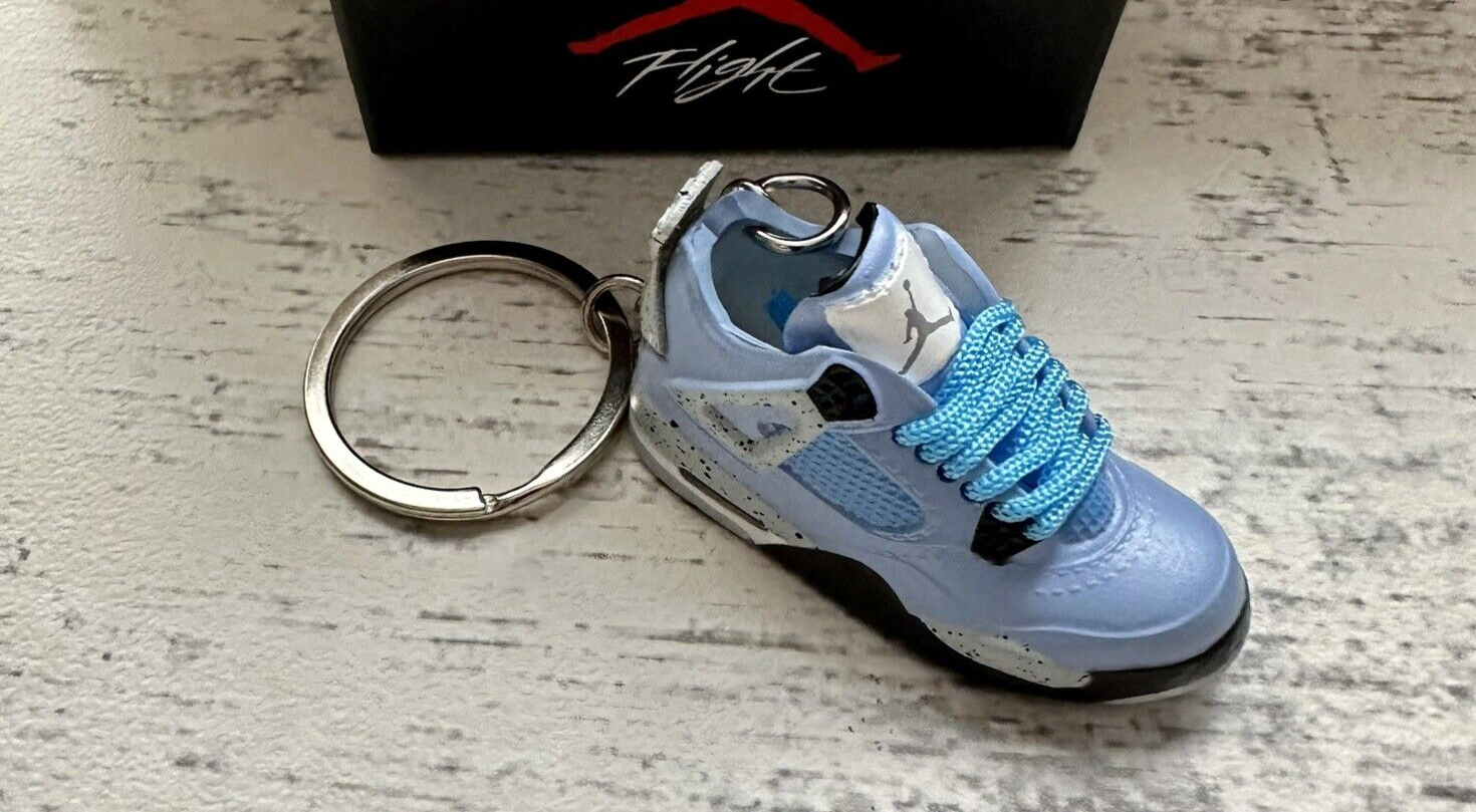 Mini Nike Jordan 4 3D Trainer sneaker Keyring Blue shoe Car Key No Gift Box