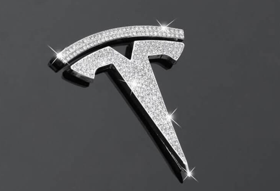Car Tesla Rhinestone Steering Wheel Center Emblem crystal Diamond Sticker Logo
