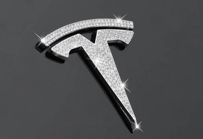 Car Tesla Rhinestone Steering Wheel Center Emblem crystal Diamond Sticker Logo