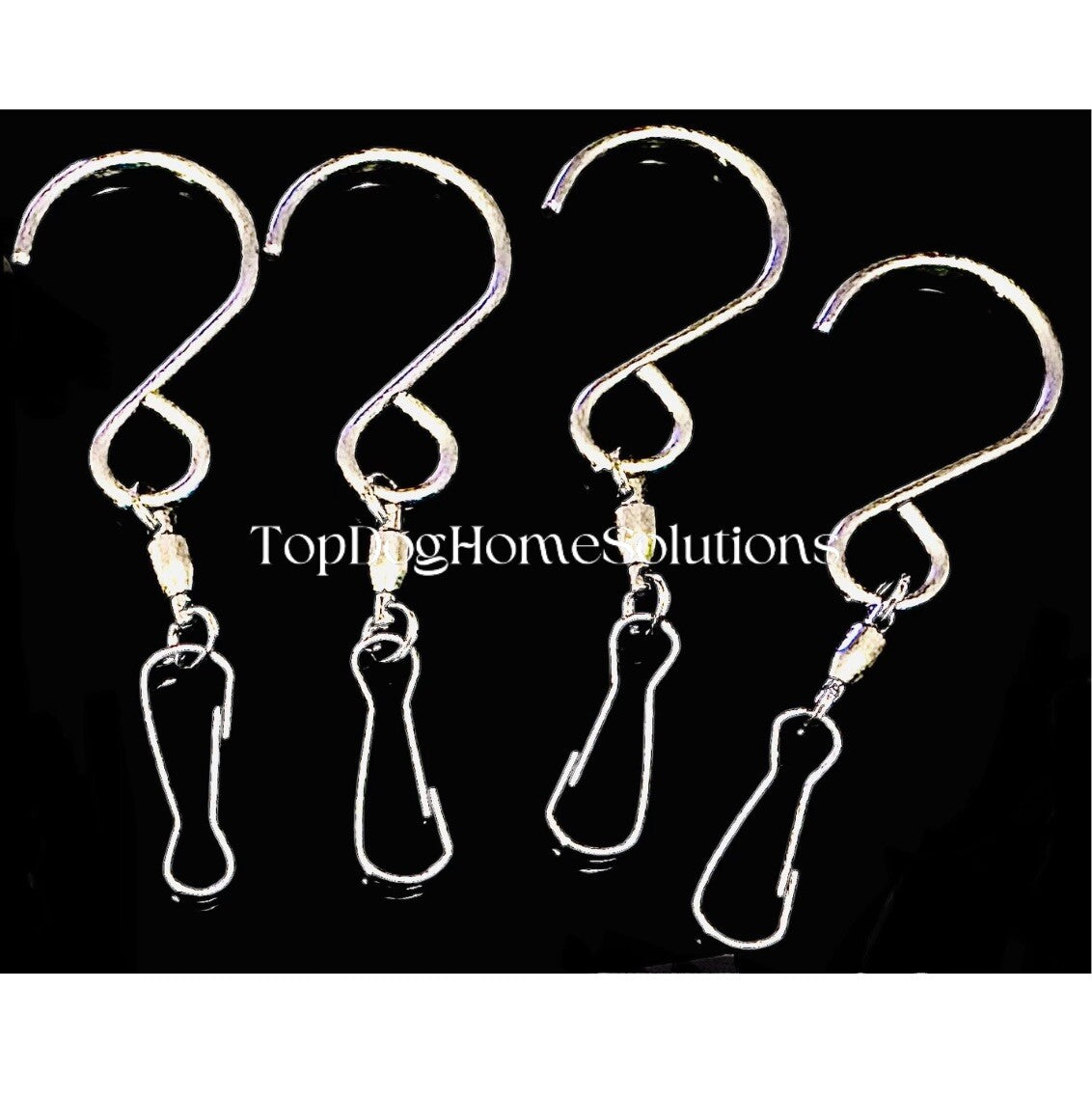 4 X Swivel S Hooks Clips Hanging Kitchen Utensils Ceiling rack Stainless Steel