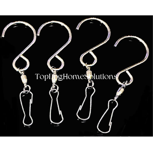 4 X Swivel S Hooks Clips Hanging Kitchen Utensils Ceiling rack Stainless Steel