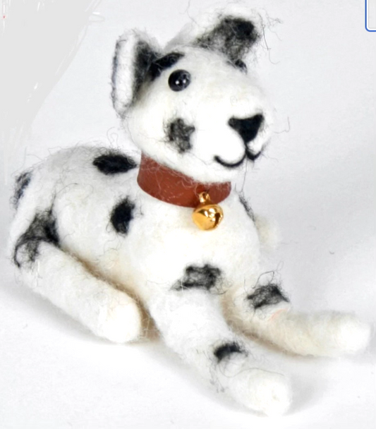 Christmas Dalmation Dog White black felt Tree HangIng Xmas Puppy Decoration