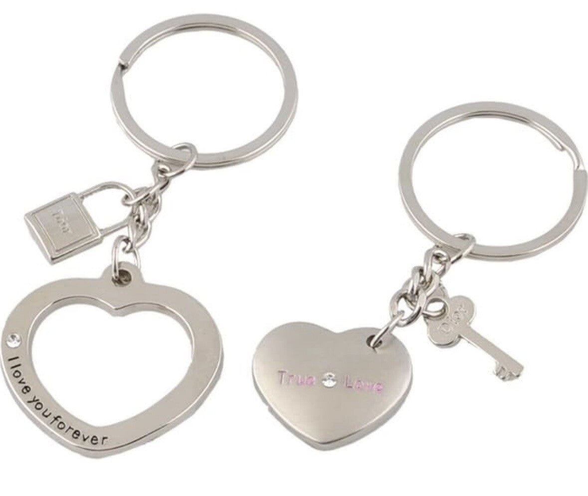 Valentine’s Couples Keyring Love Metal heart Gift Bag Girlfriend Boyfriend
