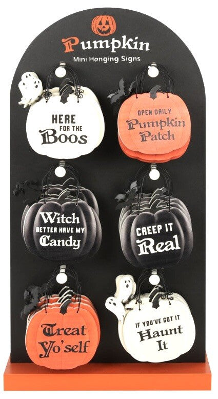 Funny Halloween Sign Hanging Decoration Pumpkin Ghost Bat Rustic Humour joke