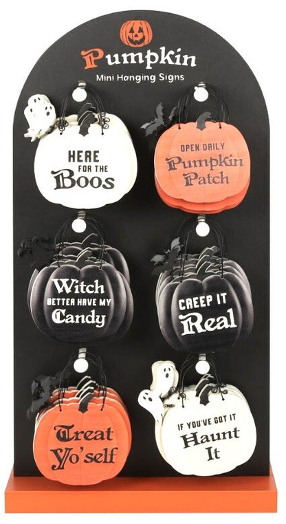 Funny Halloween Sign Hanging Decoration Pumpkin Ghost Bat Rustic Humour joke