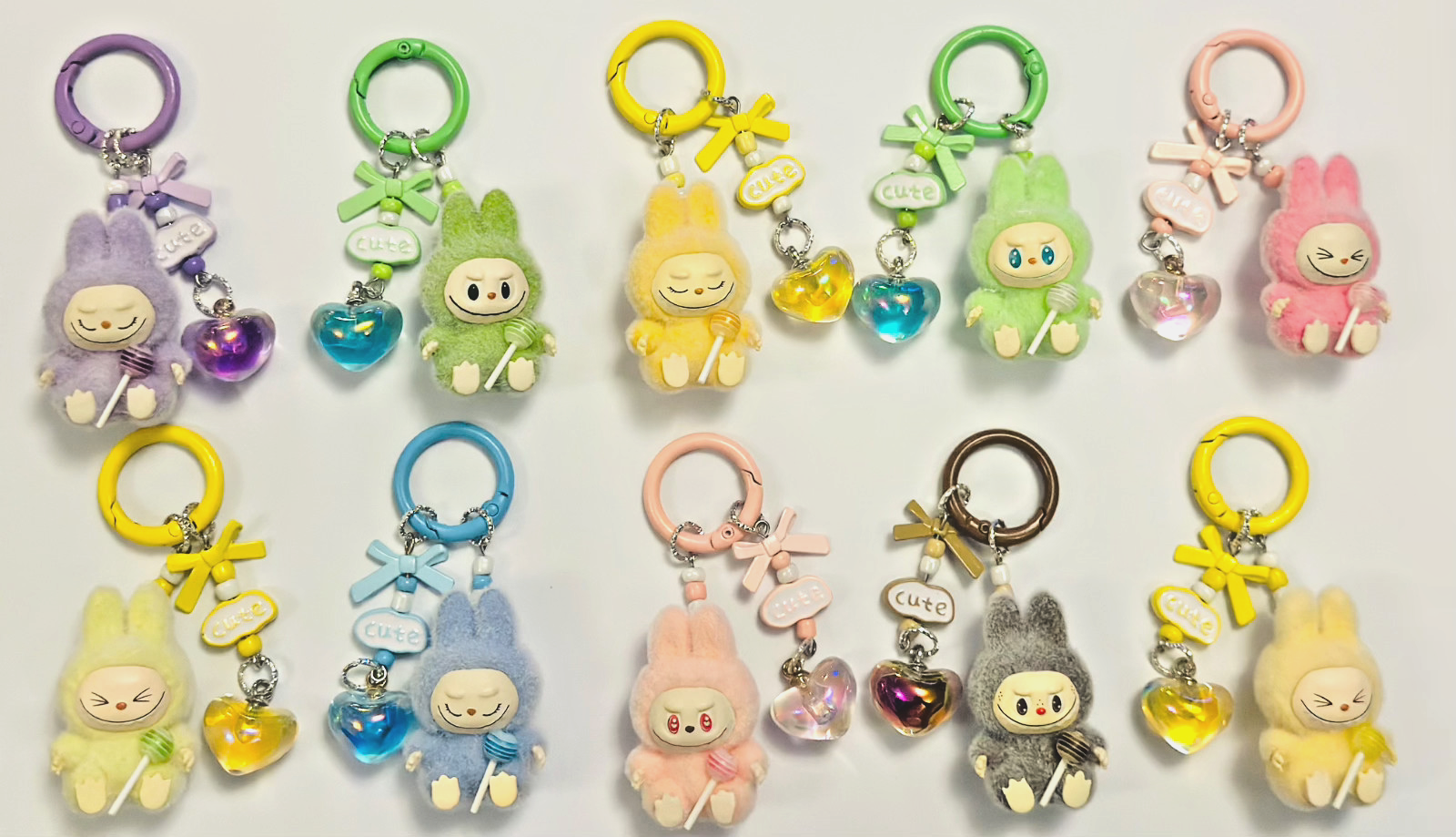 Monster lolipop La # Bu Keyring 3D Heart Charms Kawaii Doll Teddy Keychain Bag