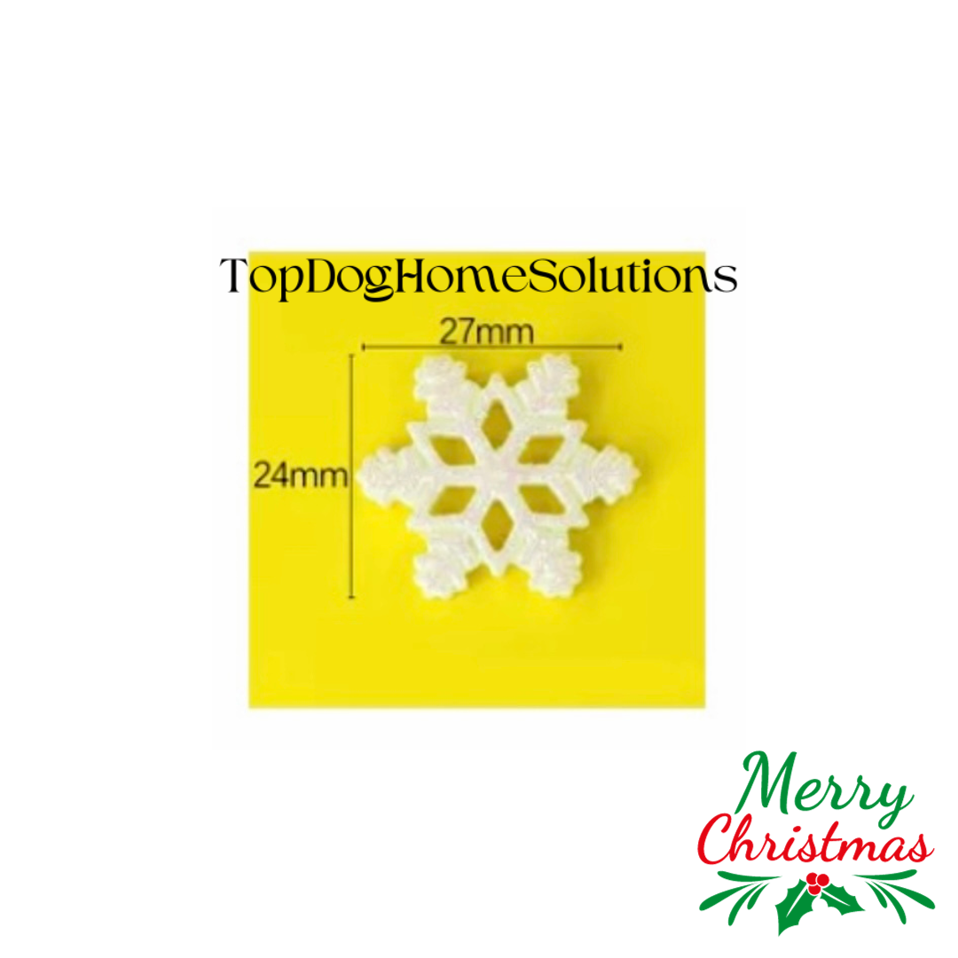 5 SNOWFLAKE CHRISTMAS GLITTER IRIDESCENT WHITE CARD RESIN EMBELLISHMENT CRAFTS