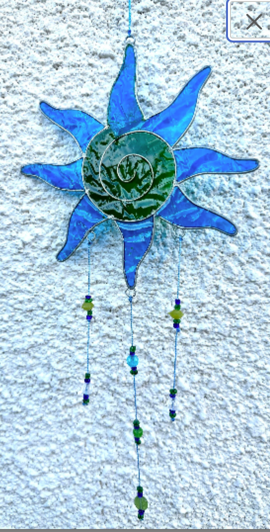Hanging Sun Suncatcher Green Blue Flower mobile Garden Window Decoration Outdoor