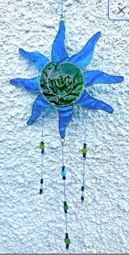 Hanging Sun Suncatcher Green Blue Flower mobile Garden Window Decoration Outdoor