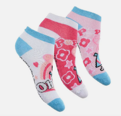 3 Kids Peppa Pig Socks 6 8 9 11 12 trainer invisible secret socks Pk 3 Girl Boy
