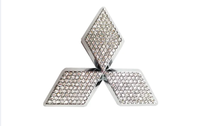 Car Mitsubishi Rhinestone Steering Wheel Center Emblem Trim Diamond Sticker Logo