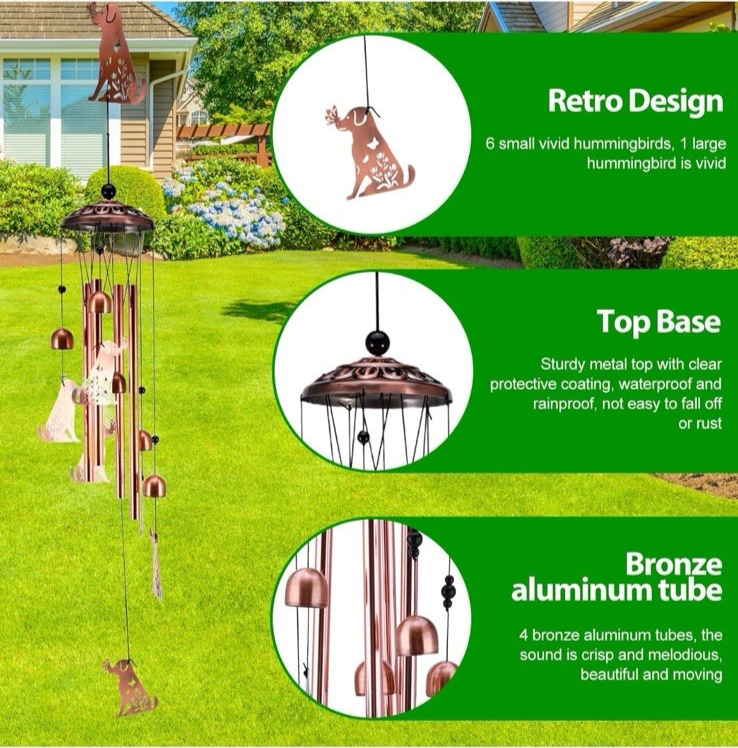 Animal Cat Dog Wind Chime Turtle Butterfly Outdoor Metal Home Patio Porch Garden