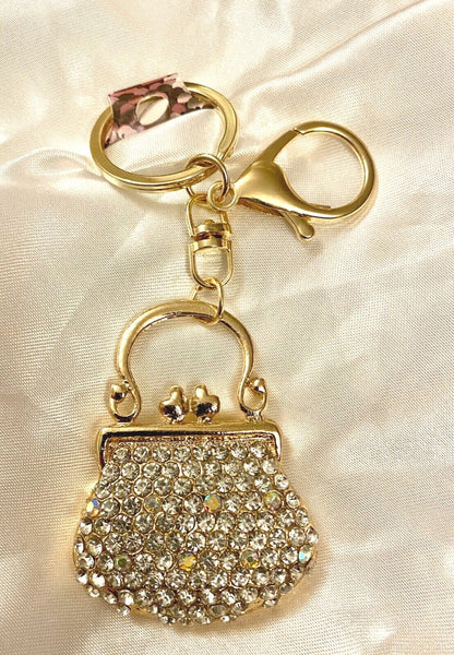 Handbag crystal keyring red blue diamond bag diamanté charm Rhinestone bling
