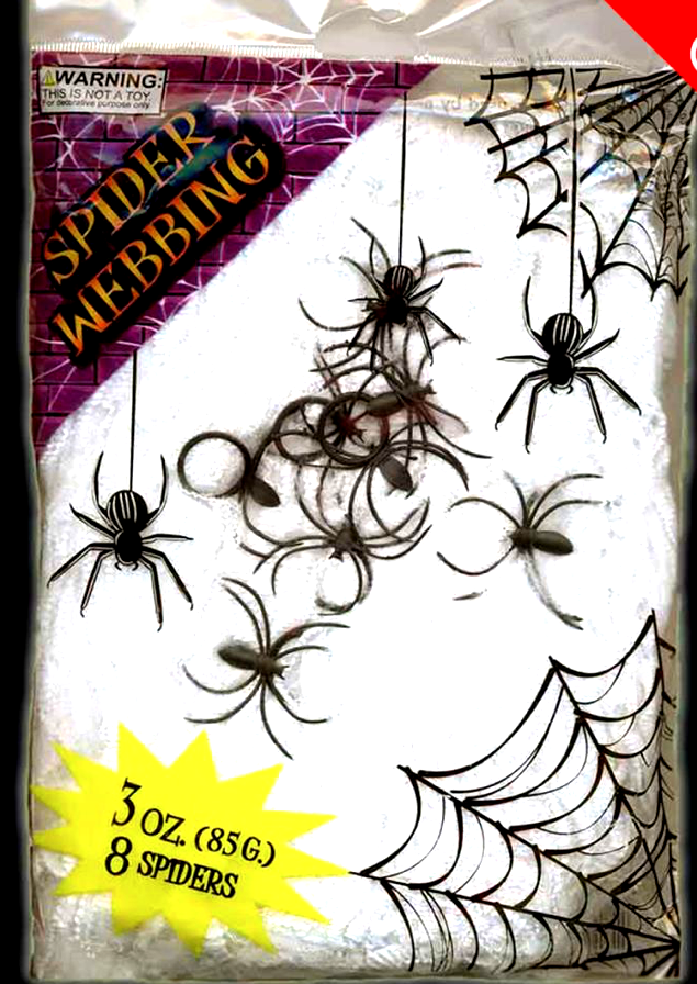 Halloween Spiders Web CobWeb spooky stretchy 8 Spiders table decoration display