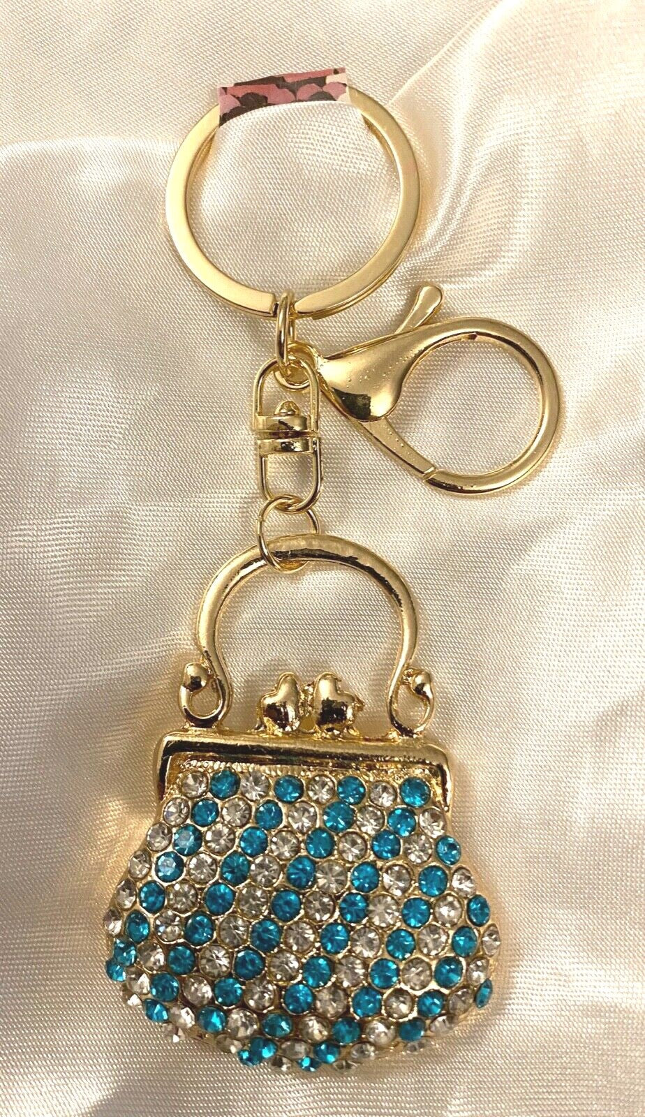 Handbag crystal keyring red blue diamond bag diamanté charm Rhinestone bling