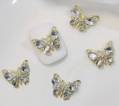 Butterfly Nail Art Gem 3D Flat Back Rhinestone Charm Crystal Acrylic Gel X 10
