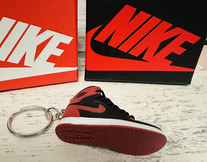 Nike Mini Jordan 3D Trainer sneaker Keyring Red Black Lace Gift Car Keys Xmas