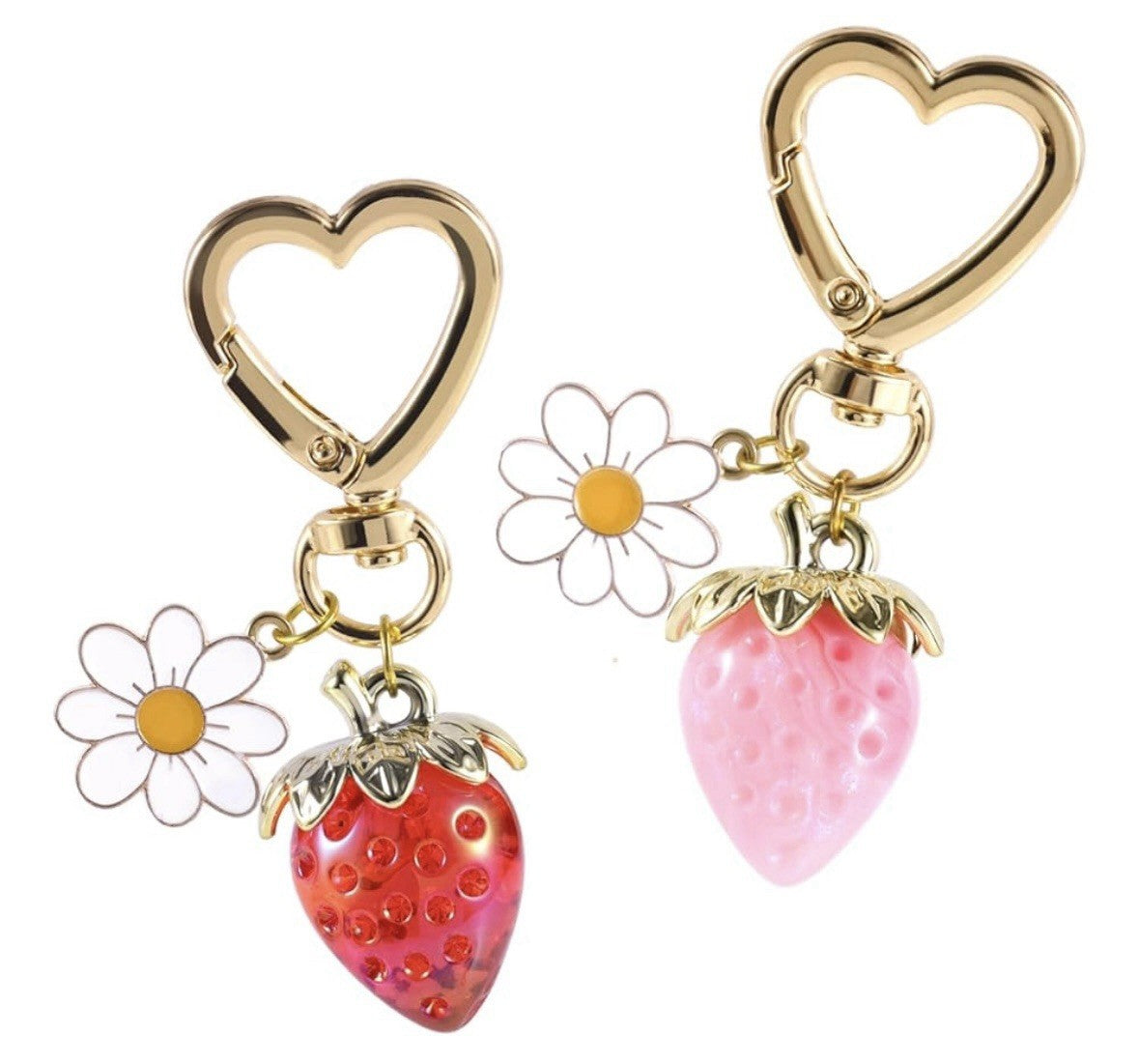 Heart Pink Red Strawberry Daisy Keyring Keychain Christmas Gift Inc Gift Bag