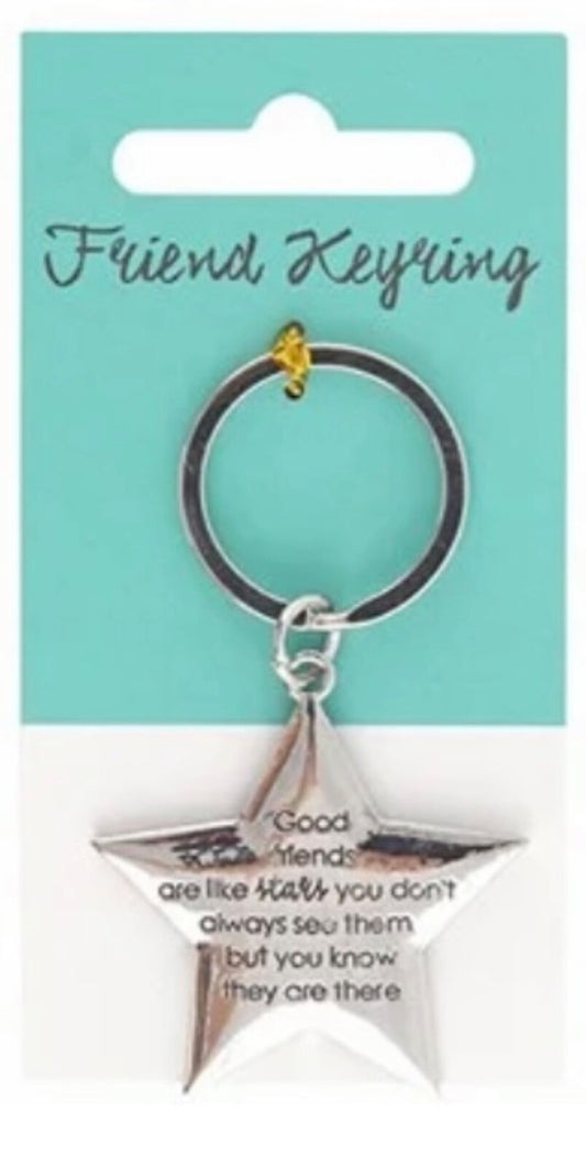 Friend Button Gift Keyring Good friends are like stars Quality Metal Sealed