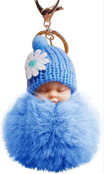 Baby Mama Keyring Pom Pom Car Key chain Bag Charm Doll Blue Pink Red Xmas Gift