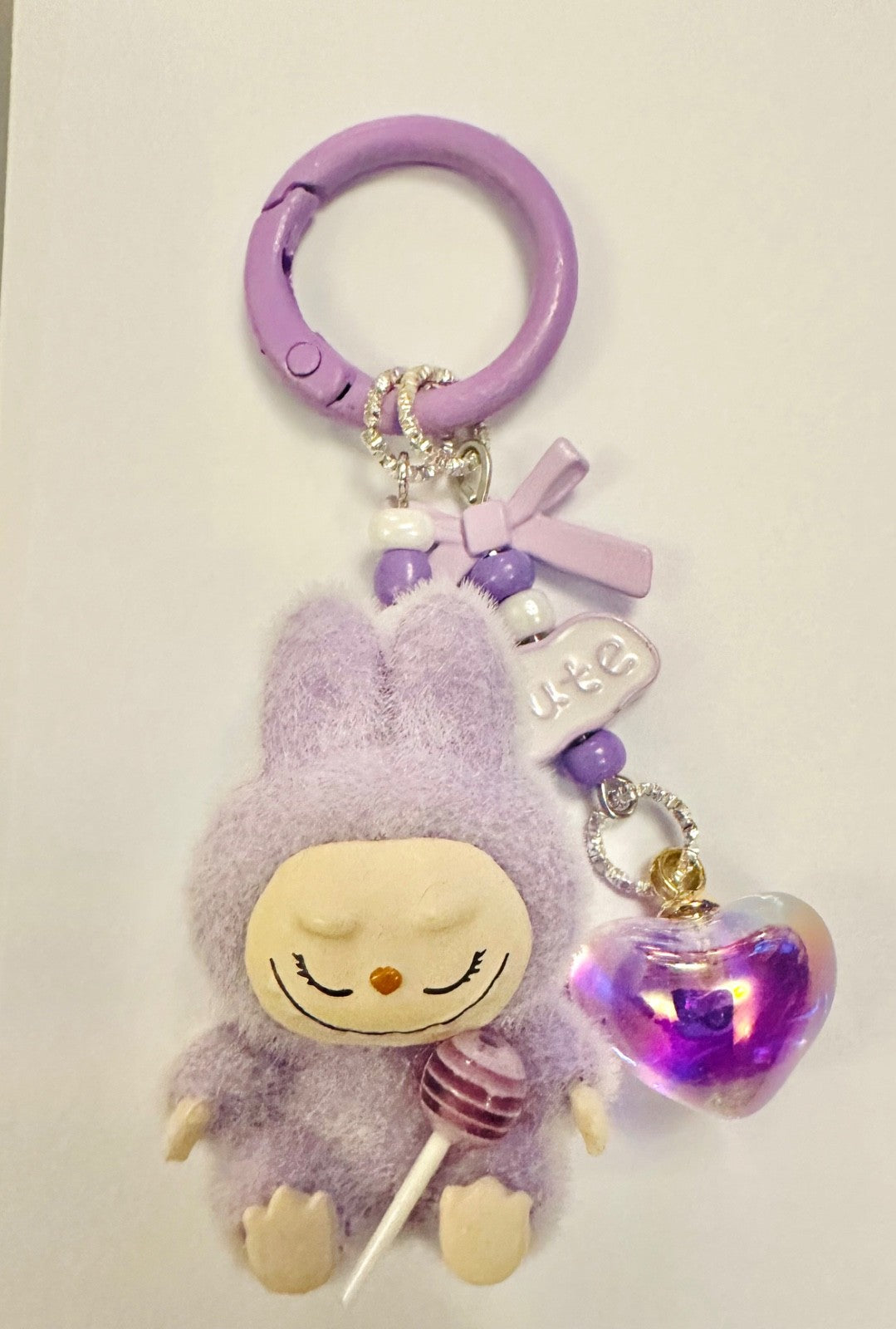 Monster lolipop La # Bu Keyring 3D Heart Charms Kawaii Doll Teddy Keychain Bag