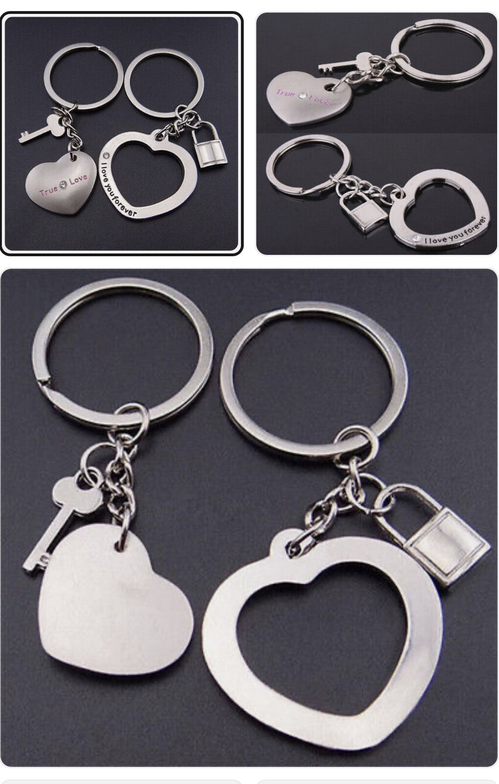 Valentine’s Couples Keyring Love Metal heart Gift Bag Girlfriend Boyfriend