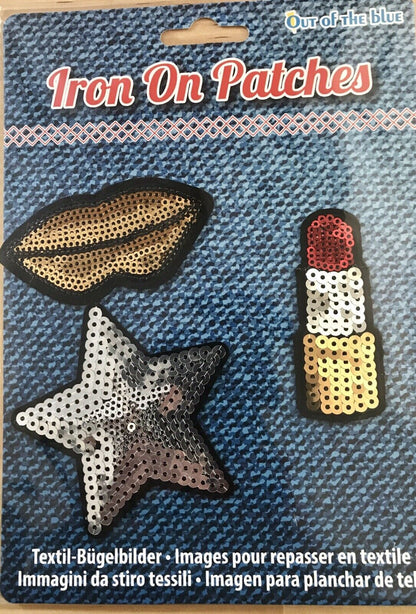 3 Sequin Motif Badges Clothes Fabric Patch Embroidered iron sew Appliqué Design